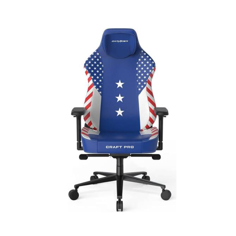 DXRacer Craft Pro USA Edition Gaming Chair, Alumnum Base, High-Density Memory Foam, Adjustble Memory/Recline, 4D Armrsts, Multi-fun Tilt, 2.36" Caster, Class 4 Hydraulics, Blue-White | CRA-PR009-BW-H1